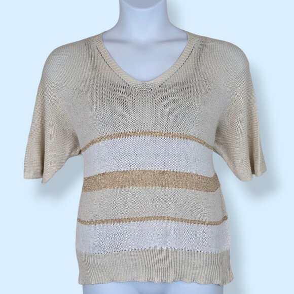 Alchemia Tricot Italian Metallic Stripe Knit Sweater - Picture 1 of 9